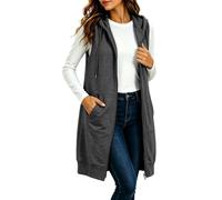 Felpa Donna Lunga Con Cappuccio Oversize Felpe Gilet Con Zip E Tasche