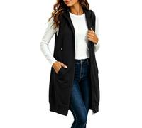 Felpa Donna Lunga Con Cappuccio Oversize Felpe Gilet Con Zip E Tasche