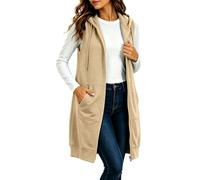 Felpa Donna Lunga Con Cappuccio Oversize Felpe Gilet Con Zip E Tasche