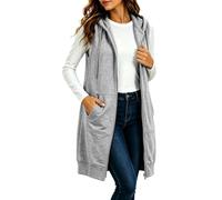Felpa Donna Lunga Con Cappuccio Oversize Felpe Gilet Con Zip E Tasche
