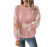 Felpa Donna, Maglione Girocollo, Pullover Maniche Lunghe con Fiocchi Top | Felpa oversize maniche lunghe con graziosi fiocchi in raso sulle maniche, ideale autunno inverno, disponibili vari colori