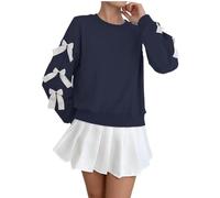 Felpa Donna, Maglione Girocollo, Pullover Maniche Lunghe con Fiocchi Top | Felpa oversize maniche lunghe con graziosi fiocchi in raso sulle maniche, ideale autunno inverno, disponibili vari colori