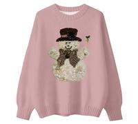 Felpa Donna Natalizia, Maglione Donna Girocollo Invernale Stampa Elegante Tessuto Morbido Comodo Casual Moda Calda Perfetto per La Stagione Fredda