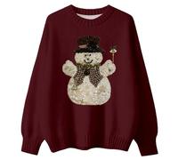 Felpa Donna Natalizia, Maglione Donna Girocollo Invernale Stampa Elegante Tessuto Morbido Comodo Casual Moda Calda Perfetto per La Stagione Fredda