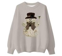 Felpa Donna Natalizia, Maglione Donna Girocollo Invernale Stampa Elegante Tessuto Morbido Comodo Casual Moda Calda Perfetto per La Stagione Fredda