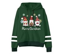 Felpa Donna Natalizio, Felpa con Cappuccio Donna Classico Versatile Pullover Stampa Maniche Lunghe con Coulisse Top Camicetta Hoodie Camicia Felpa Donna Curvy per Lo Streetwear