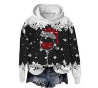 Felpa Donna Natalizio, Felpa Lunga con Cappuccio da Donna Maniche Lunghe Hoodie Tasca a Canguro Pullover Dimensione Grande Casuale Tempo Libero Tinta Unita Pullover Sweatshirt per Lo Streetwear