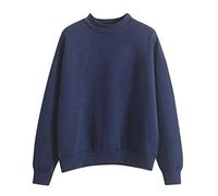 Felpa Donna Oversize Maglietta Manica Lunga Donna Autunno Casual Collo Crew Maglietta Sport Senza Cappuccio Moletons Feminino, 01 Marina, XXL
