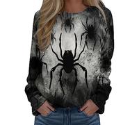 Felpa Donna Senza Cappuccio, Felpe Donna Tema Fantasma Pullover Top Moda Stampa Grafica Manica Lunga Casual Girocollo Leggere Confortevole Felpa Donna Oversize per Lo Sport