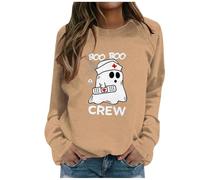 Felpa Donna Senza Cappuccio, Felpe Gotico Donna Tema Fantasma Pullover Top Moda Stampa Grafica Manica Lunga Casual Girocollo Leggere Confortevole Felpe Donna Invernali per Lo Sport