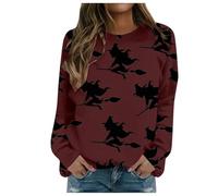 Felpa Donna Senza Cappuccio Girocollo, Felpe di Halloween Tema Fantasma Pullover Top Moda Stampa Grafica Manica Lunga Casual Girocollo Leggere Confortevole Felpe Oversize Donna per Lo Sport