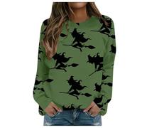 Felpa Donna Senza Cappuccio, Halloween Felpe Donna Maniche Lunghe Girocollo Fantasia Leggera con Stampato Fantasma della del Giorno di Ognissanti Sweatshirt Donna per Uso Quotidiano