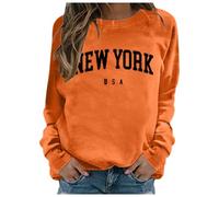 Felpa Donna Senza Cappuccio,Maglia Girocollo Maniche Lunghe Pollover Top Tempo Libero Sport Fitness Casual Felpe Firmate Collo Rotondo alla Pullover Cappotto Lungo dal Taglio Classica Hoodie-Pullover