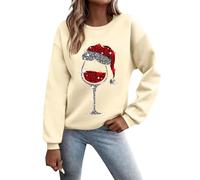 Felpa Donna Senza Cappuccio Natale, Felpa Cotone Donna Elegant Stampato Senza Cappuccio Pullover Tops Da Natale Manica Lunga Grinch Natale Stampato Sportivo Maglione Natalizio Per Il Tempo Libero