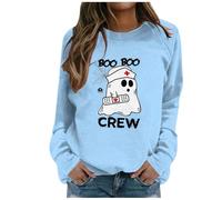 Felpa Donna Senza Cappuccio, Pullover Girocollo Donna Tema Fantasma Pullover Top Moda Stampa Grafica Manica Lunga Casual Girocollo Leggere Confortevole Sweatshirt Donna per Lo Sport