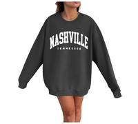 Felpa Donna Senza Cappuccio Top Tempo Libero Streetwear Allentato Sottile Autunno Tinta Unita Pullover Cappotto Lungo dal Taglio Classica Hoodie-Pullover Girocollo
