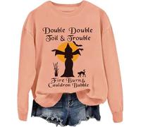 Felpa doppia doppia Toil And Trouble, felpa Toil And Trouble, Halloween Womens Witch Shirt Unisex, Arancione, 3XL