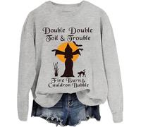 Felpa doppia doppia Toil And Trouble, felpa Toil And Trouble, Halloween Womens Witch Shirt Unisex, Grigio, 3XL