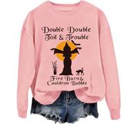 Felpa doppia doppia Toil And Trouble, felpa Toil And Trouble, Halloween Womens Witch Shirt Unisex, rosa, M