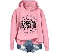 Felpa educativa speciale, maglietta per insegnante di educazione speciale, magliette divertenti per insegnanti, donne e uomini, Rosa-1, L