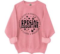 Felpa educativa speciale, maglietta per insegnante di educazione speciale, magliette divertenti per insegnanti, donne e uomini, rosa, L