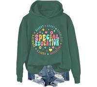 Felpa educativa speciale, maglietta per insegnante di educazione speciale, magliette divertenti per insegnanti, donne e uomini, Verde-1, L