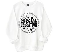 Felpa educativa speciale, maglietta per insegnante di educazione speciale, magliette divertenti per insegnanti, donne e uomini, bianco, L