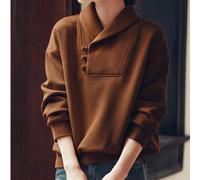 Felpa elegante in stile cinese con colletto intagliato, design originale con bottoni strutturati, top casual da donna, nuova moda primavera/inverno L,M,S,XL,XXLColore unicoPoliestere