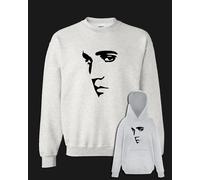 Felpa Elvis Presley Grigia Volto King of Rock con cappuccio o girocollo Musica