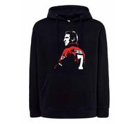 Felpa Eric Cantona 7 king Man United nera Cappuccio o Girocollo calcio anni 90