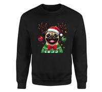 Felpa famiglia Carlino Cane Vacanze di Natale Bambini Uomo Donna Pullover