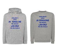 Felpa Finalmente sono in Pensione Grigia con Cappuccio o Girocollo divertente