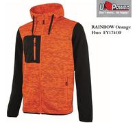 Felpa full-zip 310 gr/m2 da lavoro U-POWER ENJOY RAINBOW Colletto alto UPOWER +