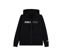 Felpa full zip con cappuccio e logo frontale perlato