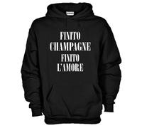 Felpa Fun KJ494 Finito Champagne Finito l'amore Drunk Drink Salute Brillo