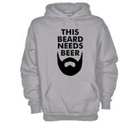Felpa Fun KJ806 This beard needs beer Questa barba ha bisogno di birra