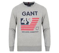 Felpa GANT Grigia Da Uomo Con Collo A Giro American Flag 276137 $160 NWT