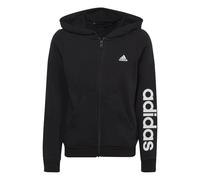 Felpa garzata Bambina Adidas Hoodie LINEAR full zip cappuccio IC3584 Nero-Bianca