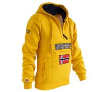 Geographical Norway GYMCLASS Men - Felpa Lunghe con Cappuccio Uomo - Incappucciati Shirt Resistenza Uomo - Grandi Maniche Caldo Pullover Uomini Casual (Senape L)
