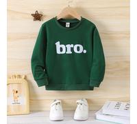 Felpa girocollo a maniche lunghe con stampa della scritta "Brother", versatile per uso quotidiano, adatta per autunno/inverno, per ragazzi 6Y,7Y,4Y,5YLettereTessuto