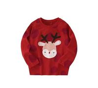 Felpa Girocollo a Maniche Lunghe per Bambine di Natale con Stampa di Renne, Grazioso Pullover per Le Feste per Bambini e Morbido Abbigliamento da casa in Pile