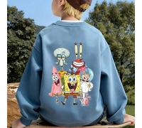 Felpa girocollo con motivo SpongeBob SquarePants per ragazzi, comoda, casual ed elegante, perfetta per la primavera e l'autunno, adatta alle attività all'aperto, allo sport, alla scuola e allo stile p