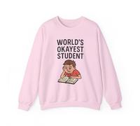 Felpa girocollo con scritta "World's Okayest Student", divertente regalo per studenti, felpa con cappuccio per il rientro a scuola, abbigliamento universitario unisex, abbigliamento casual, Rosa