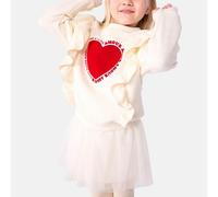 Felpa girocollo con volant Beige 4 anni - 102 cm Tinta unita