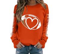 Felpa girocollo da donna, a maniche lunghe, con stampa calcistica, Arancione, M