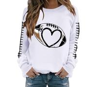 Felpa girocollo da donna, a maniche lunghe, con stampa calcistica, bianco, XXL