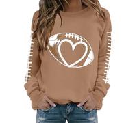 Felpa girocollo da donna, a maniche lunghe, con stampa calcistica, cachi, XXL