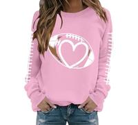 Felpa girocollo da donna, a maniche lunghe, con stampa calcistica, rosa, XL