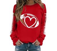 Felpa girocollo da donna, a maniche lunghe, con stampa calcistica, Rosso, XL