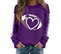 Felpa girocollo da donna, a maniche lunghe, con stampa calcistica, Viola scuro, 3XL